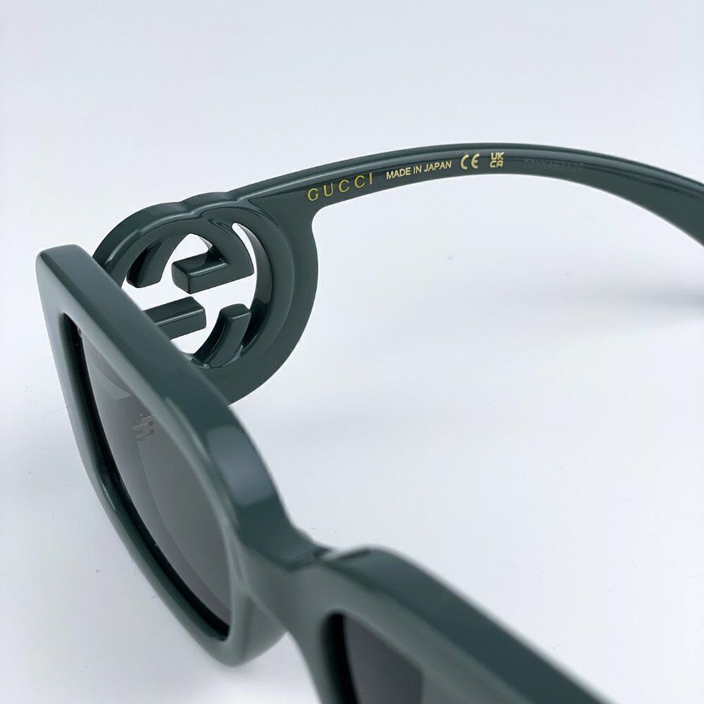 NEW Gucci GG1325S 003 Grey Smoke Grey Rectangle Women Sunglasses - Picture 9 of 14